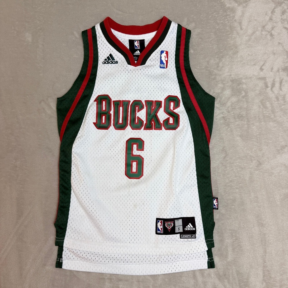 Adidas Milwaukee Bucks Andrew Bogut Jersey Kid S 8 White Stitched +2 Length Y2K